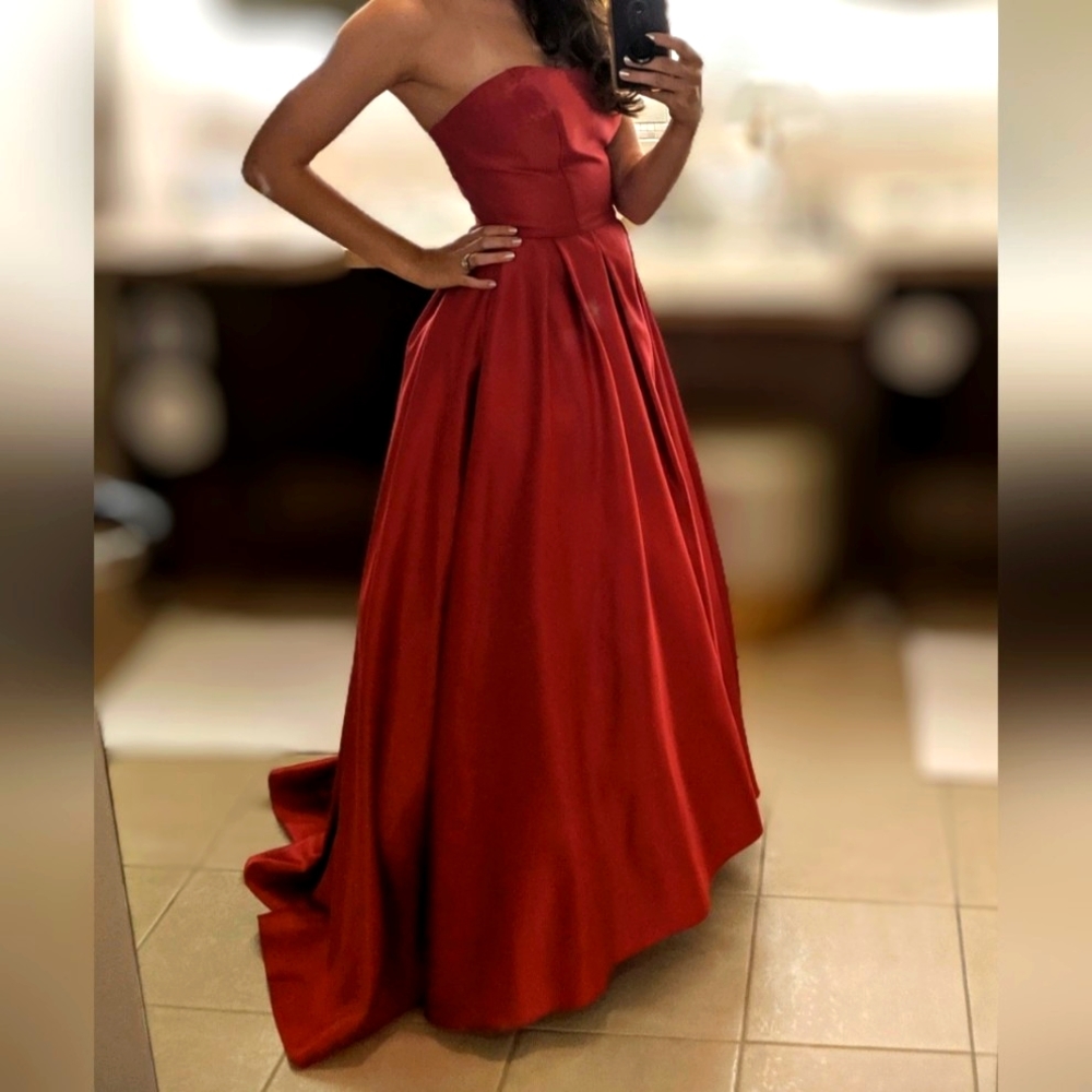 Betsy Adam Red Ballgown